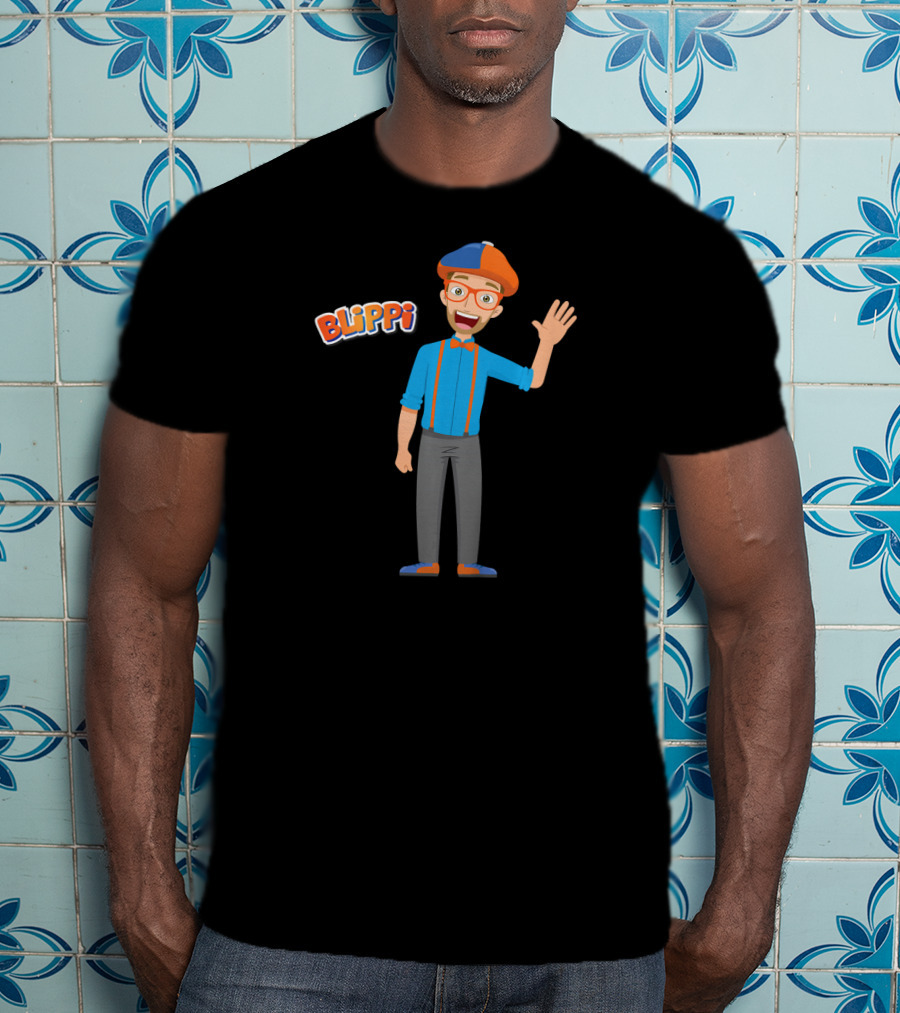 Blippi Colorful Cartoon Character With Orange And Blue T-Shirt