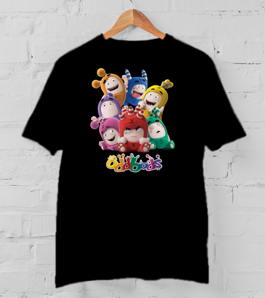 Oddbods All 7 Characters In Colorful Playful Poses T-Shirt