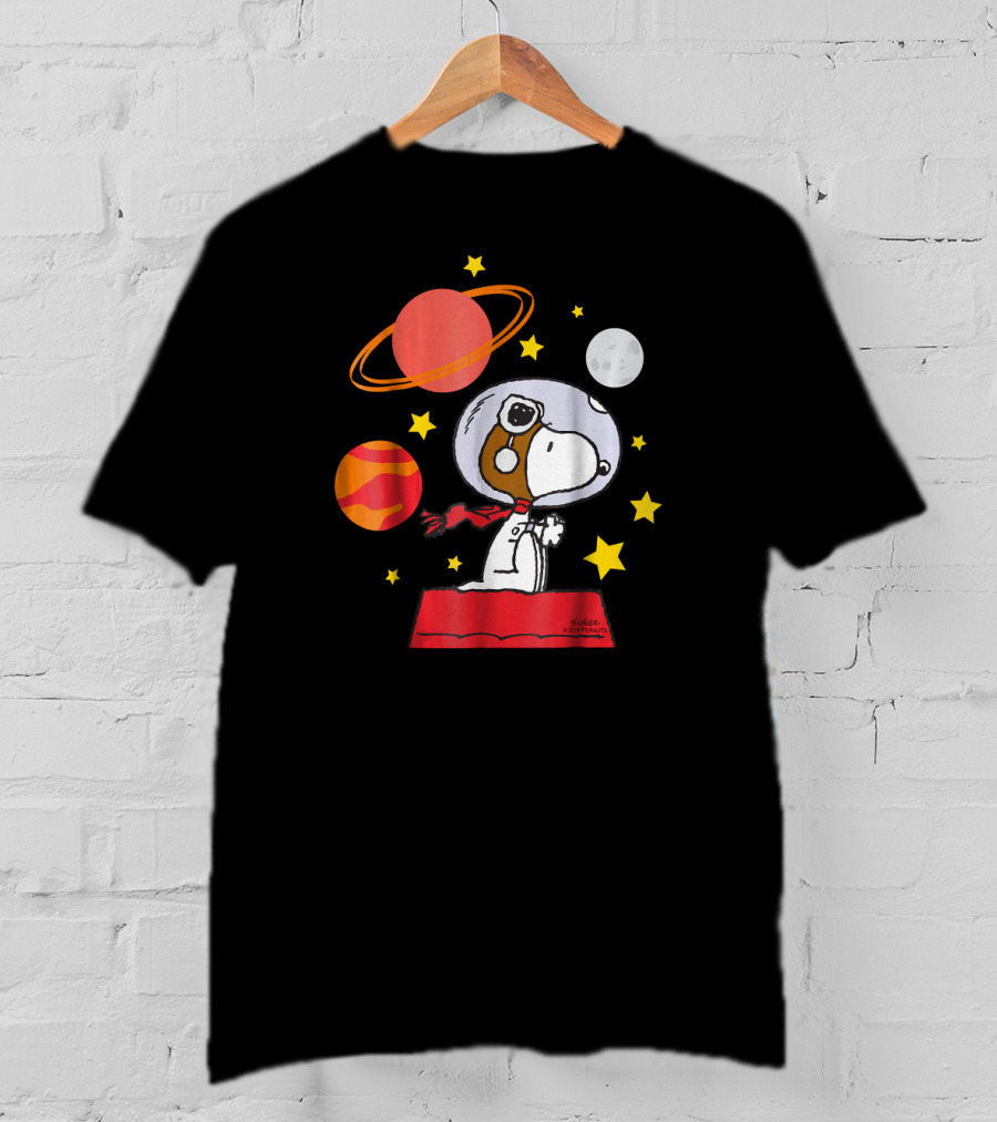 Peanuts Snoopy Astronaut With Planets And Stars T-Shirt