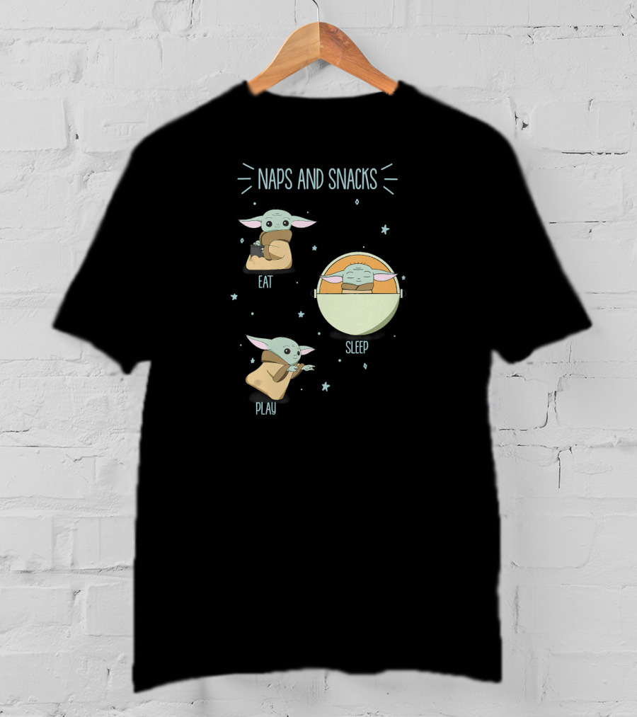 Star Wars The Mandalorian Naps And Snacks Eat Sleep Play The Child Doodles T-Shirt