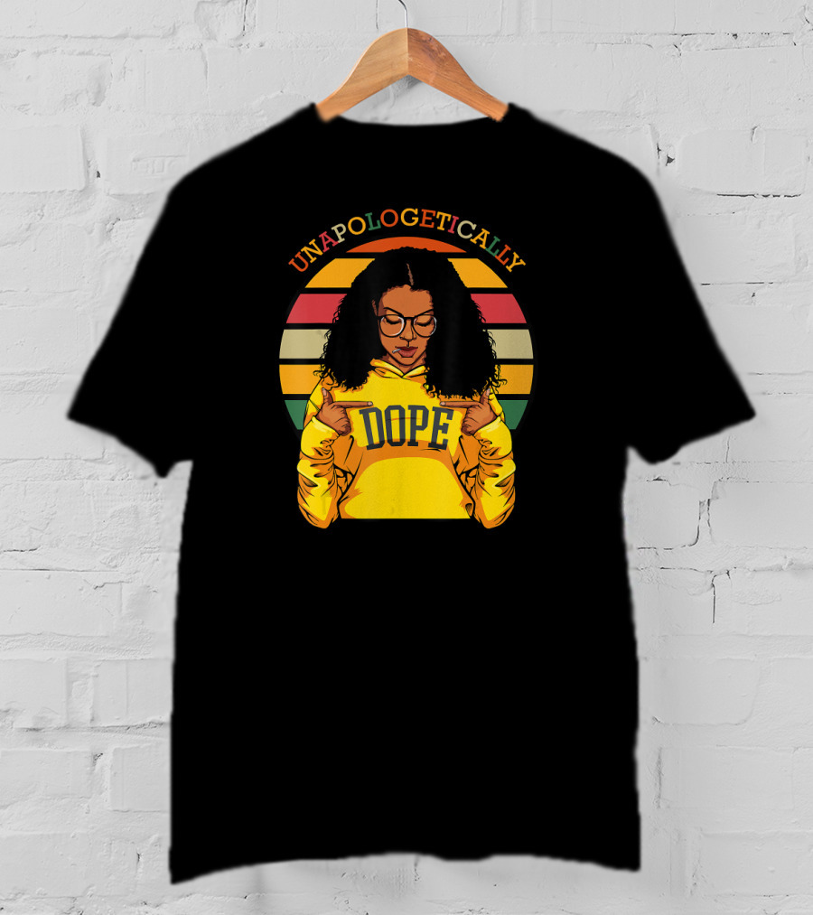 Unapologetically Dope Afro Pride Black History Month Retro Stripes T-Shirt