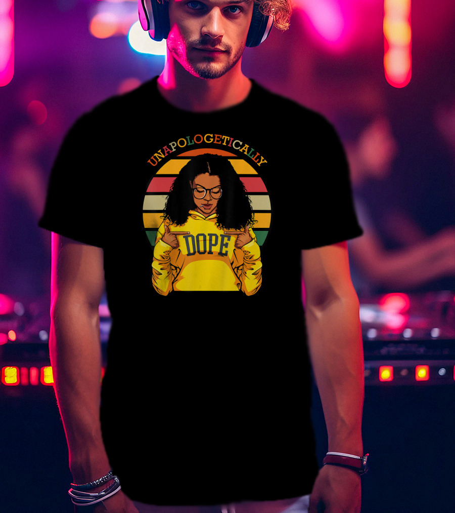 Unapologetically Dope Afro Pride Black History Month Retro Stripes T-Shirt