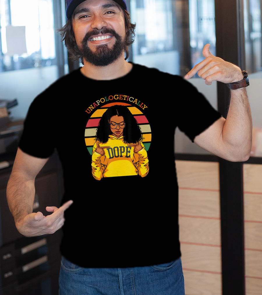 Unapologetically Dope Afro Pride Black History Month Retro Stripes T-Shirt