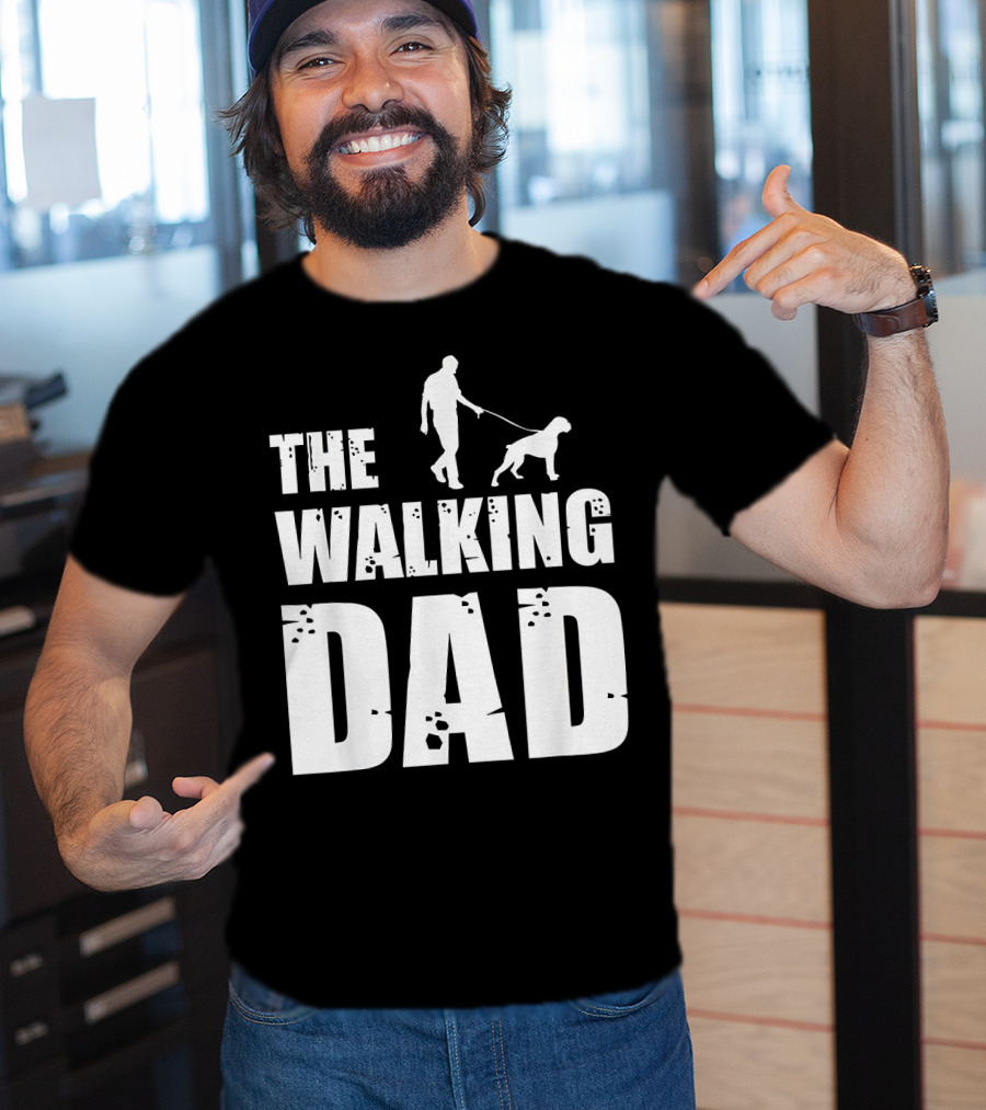 The Walking Dad Boxer Dog Silhouette Walking Man And Dog T-Shirt