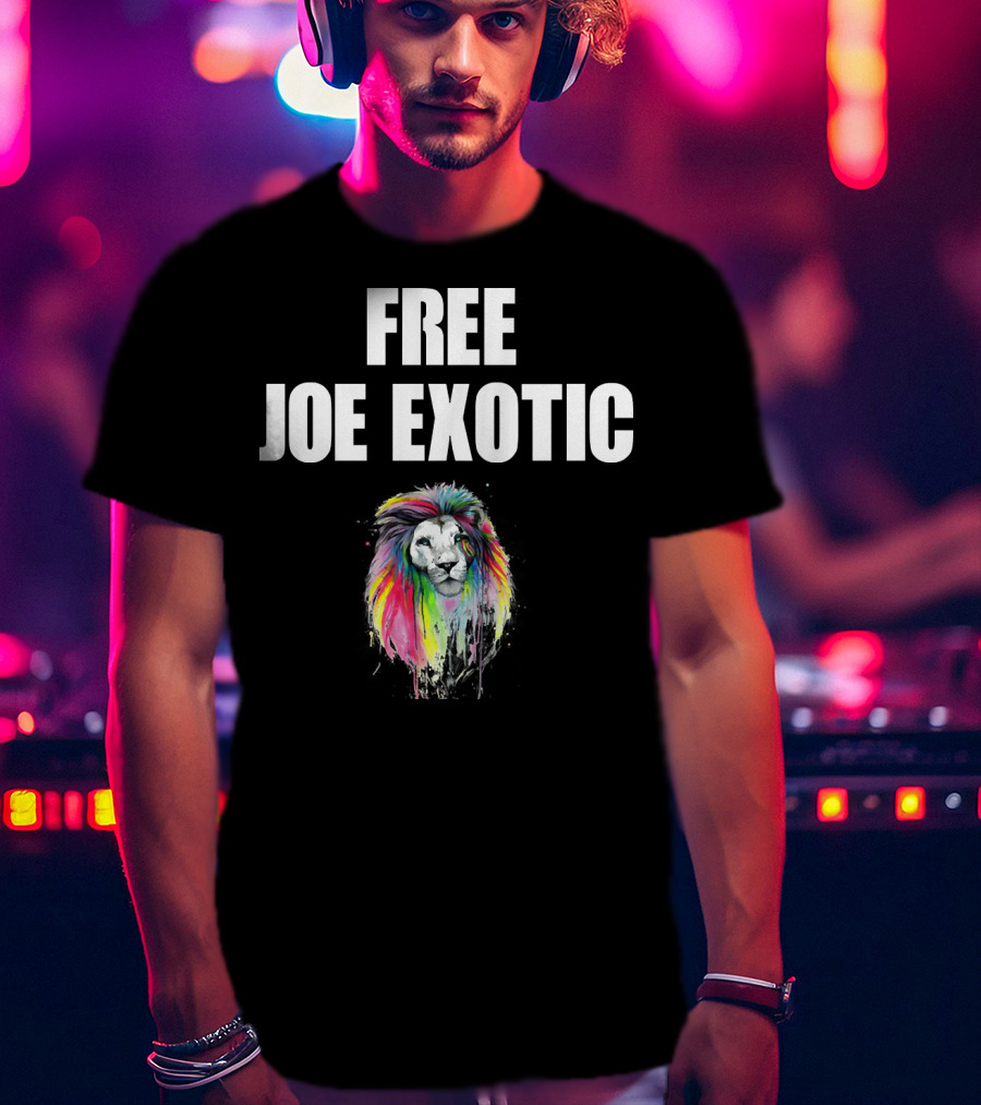 FREE JOE EXOTIC Colorful Lion Head T-Shirt