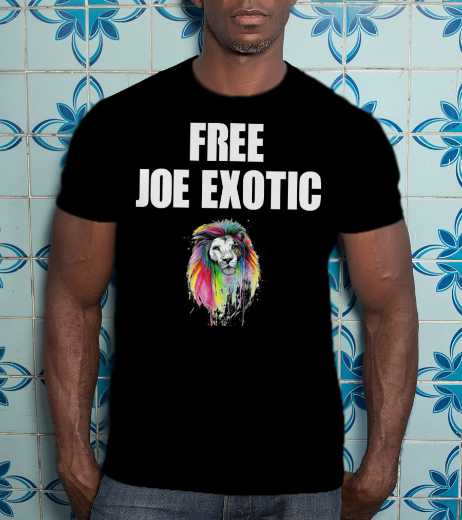FREE JOE EXOTIC Colorful Lion Head T-Shirt