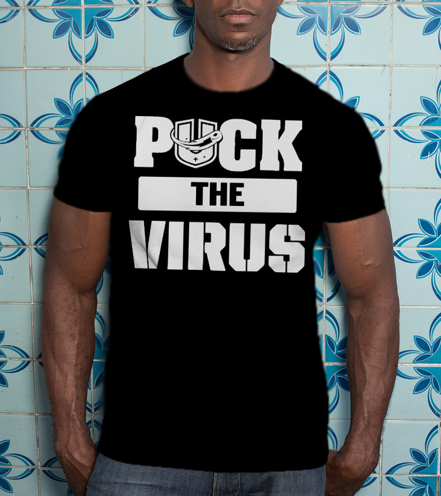 Puck The Virus Hockey Mask Sports Humorous Message T-Shirt