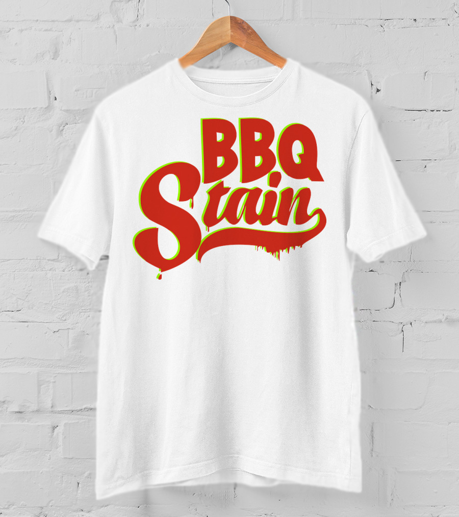 BBQ Stain Dripping Font Bold Red Green Outline T-Shirt