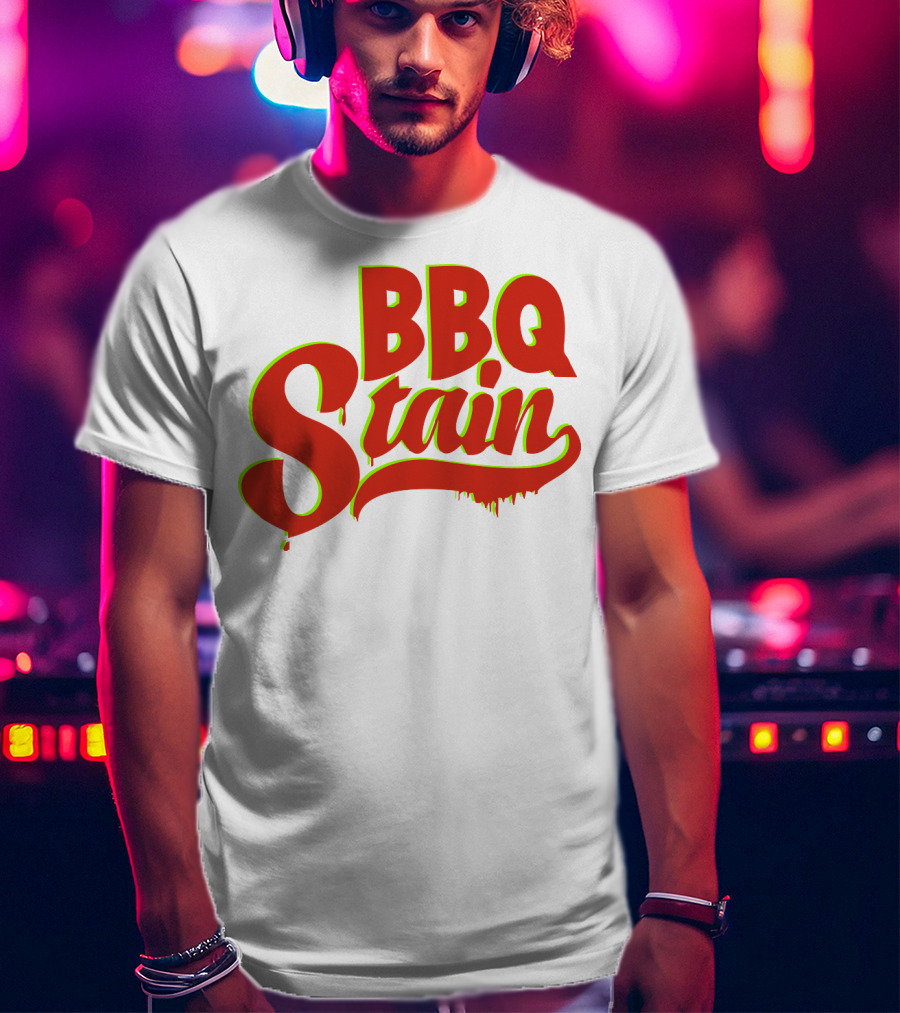 BBQ Stain Dripping Font Bold Red Green Outline T-Shirt