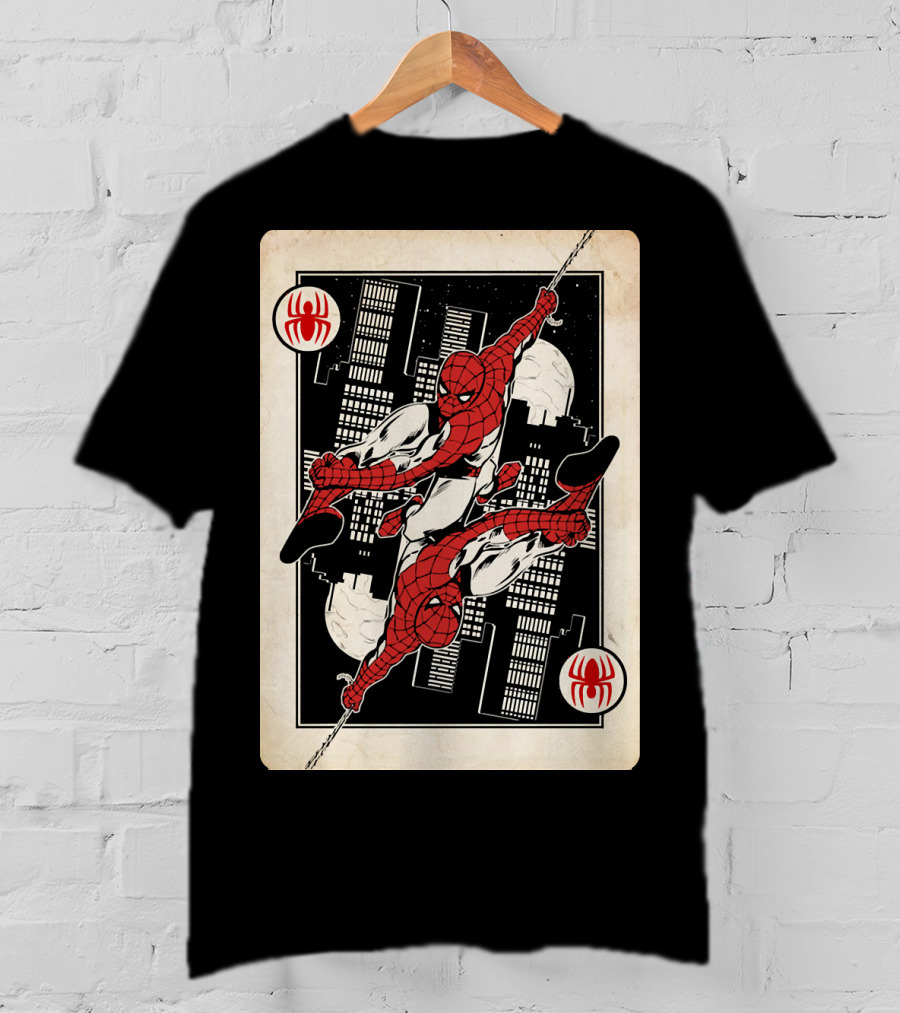 Marvel Spider-Man Ace Of Spades Card T-Shirt