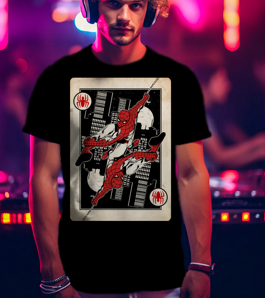 Marvel Spider-Man Ace Of Spades Card T-Shirt