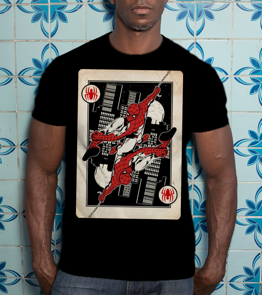 Marvel Spider-Man Ace Of Spades Card T-Shirt