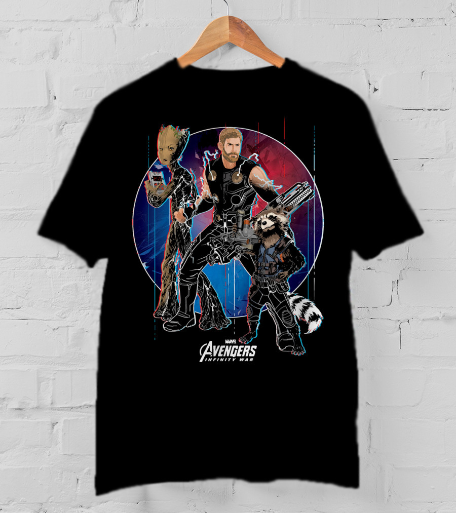 Marvel Avengers Infinity War Thor Groot Rocket Guardians T-Shirt