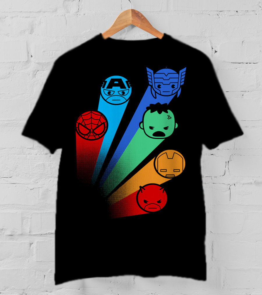 Marvel Avengers Captain America Thor Spider-Man Hulk Iron Man Daredevil Signals T-Shirt