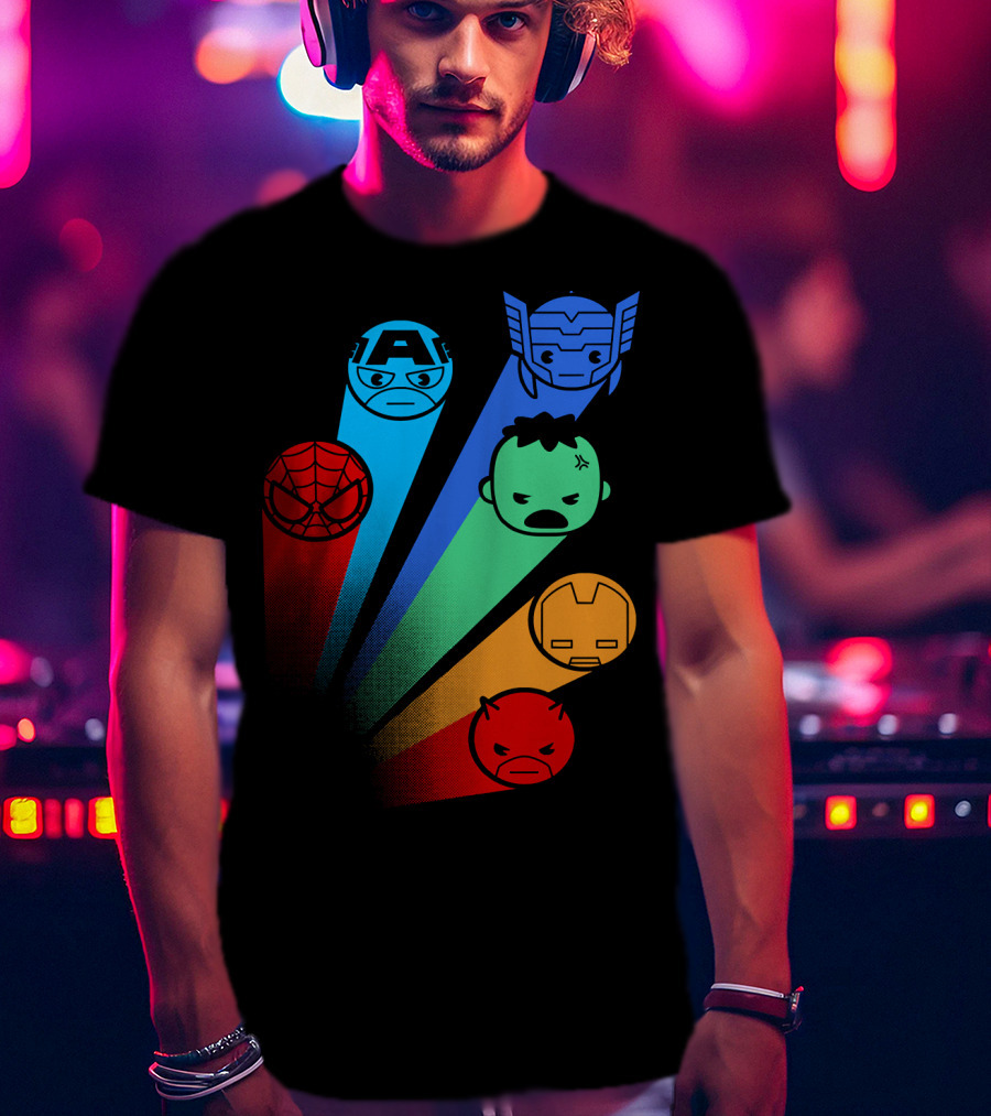 Marvel Avengers Captain America Thor Spider-Man Hulk Iron Man Daredevil Signals T-Shirt
