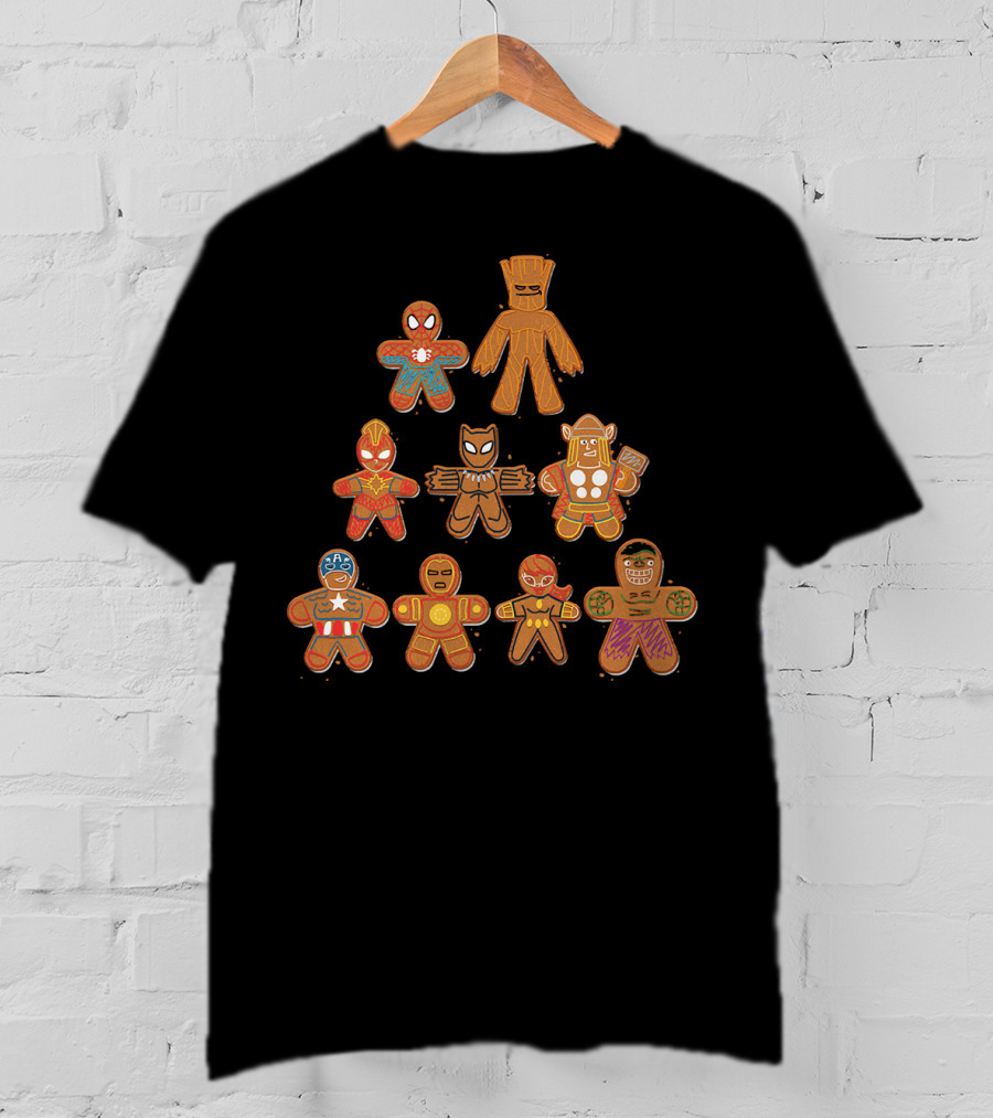 Marvel Avengers Gingerbread Heroes Tree T-Shirt