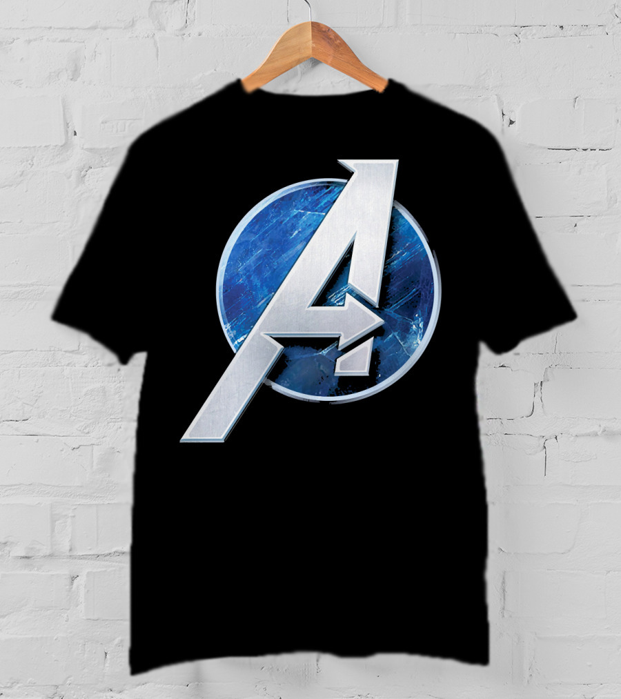 Marvel Avengers Blue Circle Icon Silver A T-Shirt