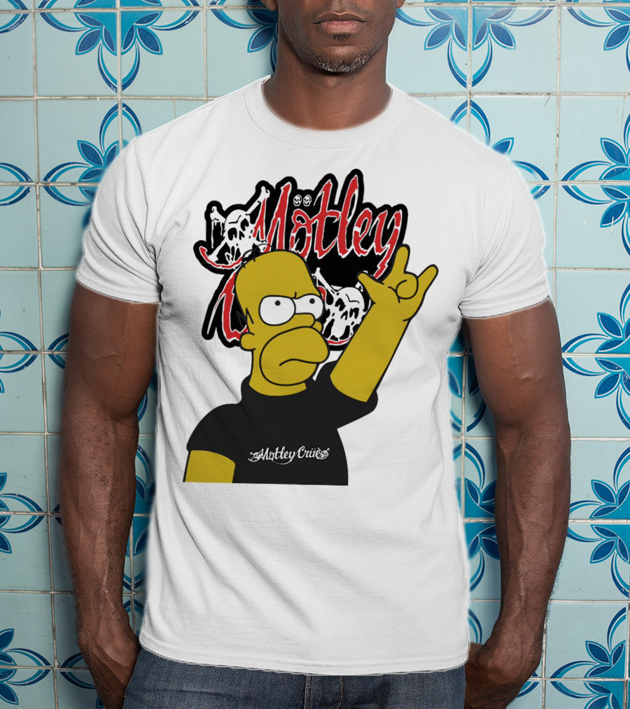 Homer Simpson Motley Crue Rock Salute T-Shirt