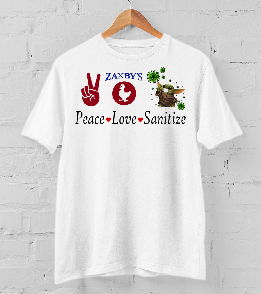 Zaxby's Peace Love Sanitize Baby Yoda T-Shirt
