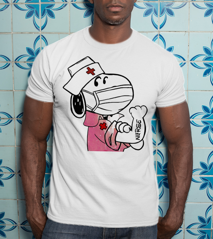 Snoopy Nurse With Arm Tattoo Showing Strength T-Shirt
