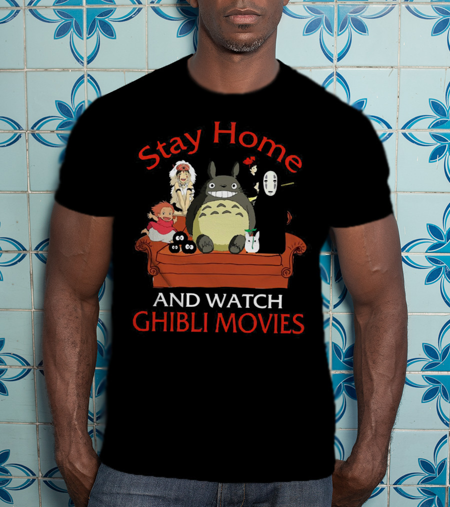 Stay Home And Watch Ghibli Movies Totoro No Face Characters Couch T-Shirt