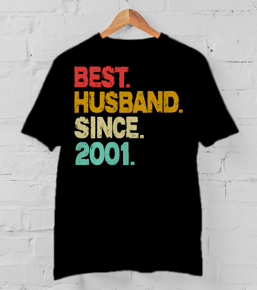 Best Husband Since 2001 Vintage Distressed Typography T-Shirt