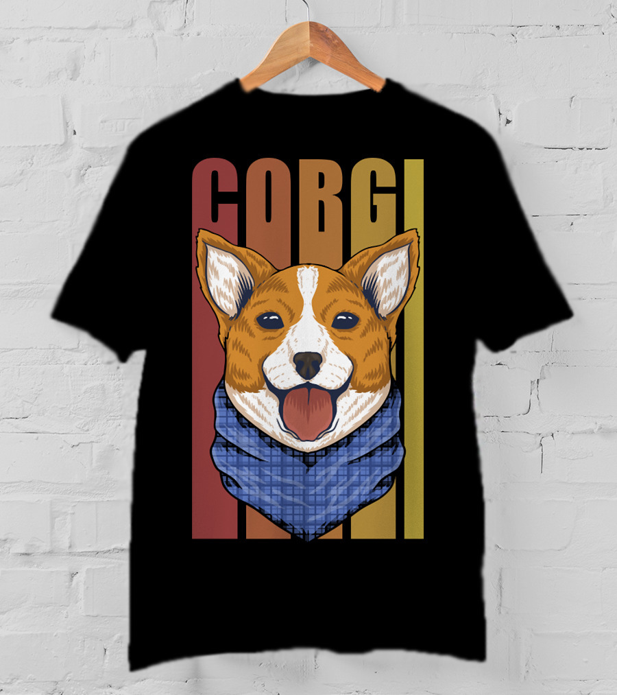Corgi Dog Bandana Retro 158 T-Shirt