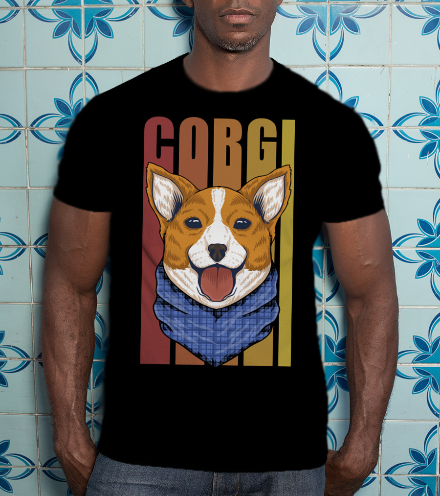 Corgi Dog Bandana Retro 158 T-Shirt