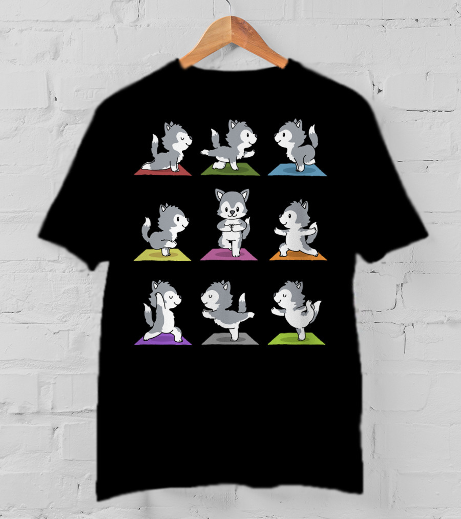 Husky Yoga Poses Funny Husky 234 Playful Meditation T-Shirt