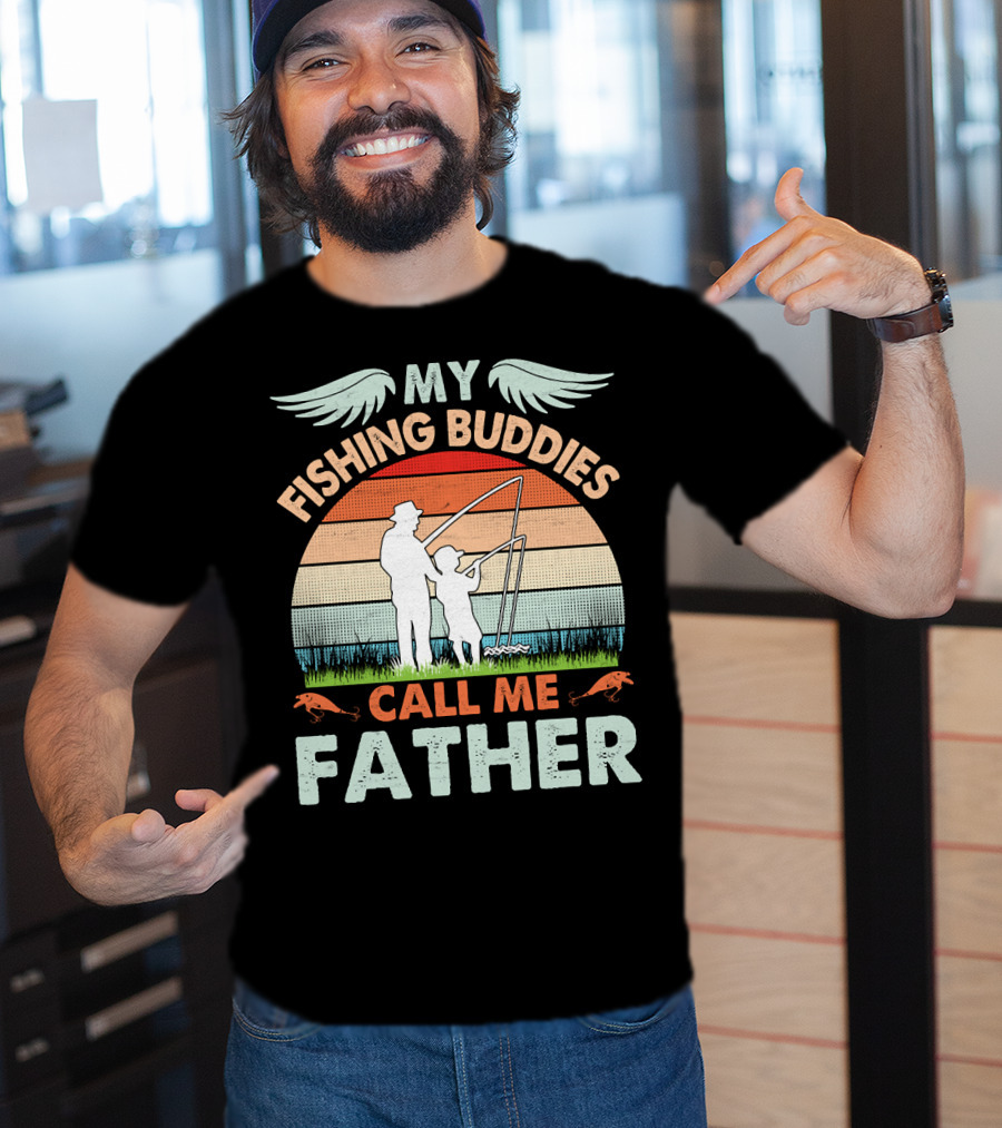 My Fishing Buddies Call Me Father Retro Sunset T-Shirt