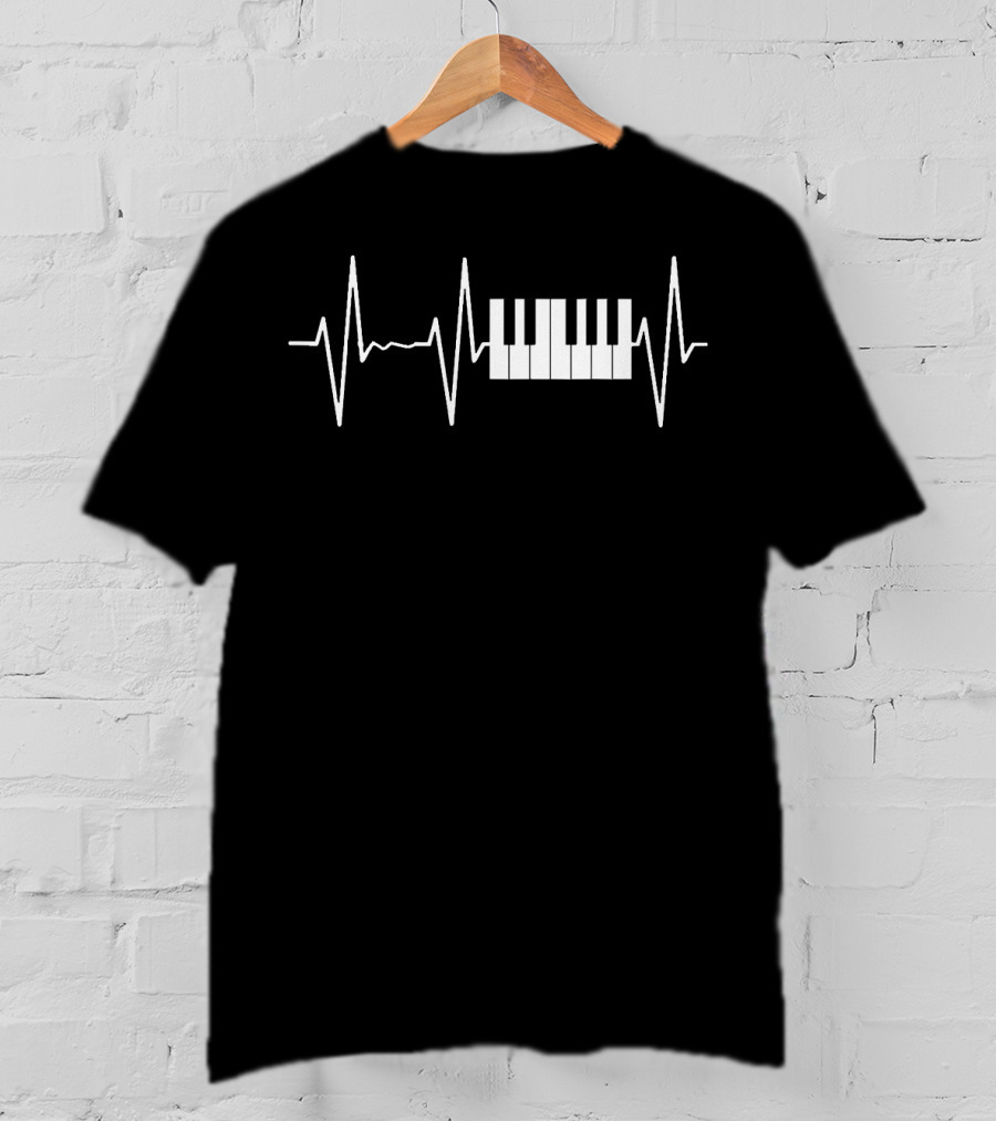 Piano Keyboard Heartbeat Vintage Music T-Shirt