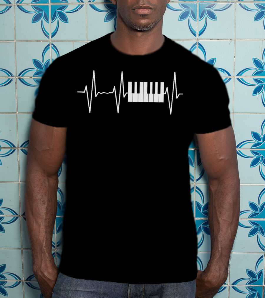 Piano Keyboard Heartbeat Vintage Music T-Shirt