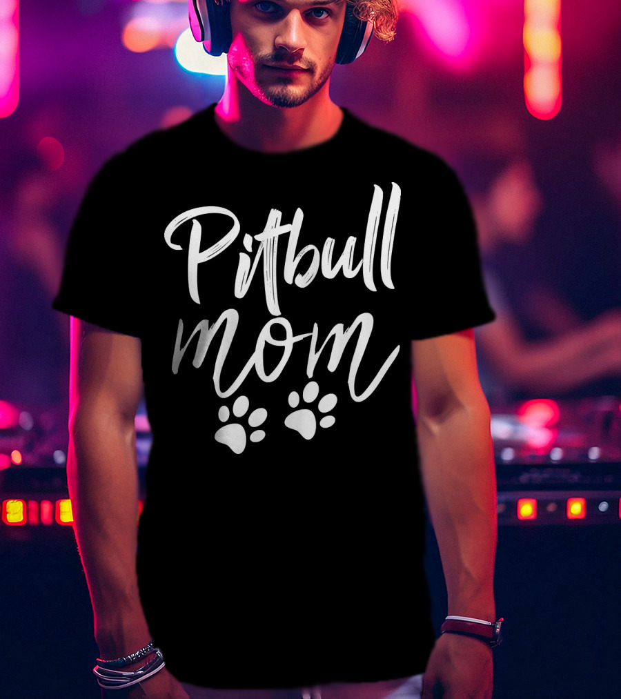 Pitbull Mom With Paw Prints 121 T-Shirt