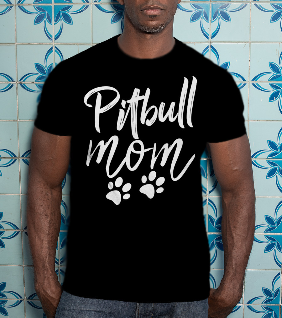 Pitbull Mom With Paw Prints 121 T-Shirt