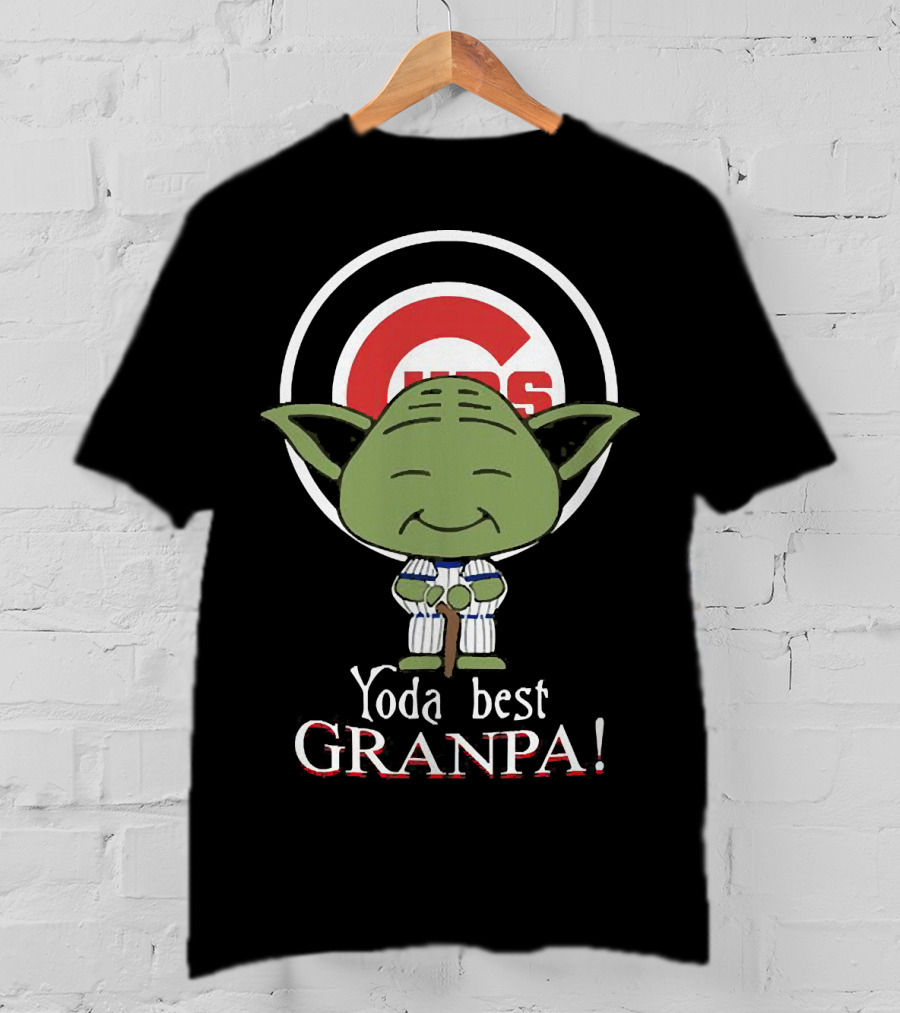 Chicago Cubs Yoda Best Granpa Iconic Logo Fan Favorite T-Shirt