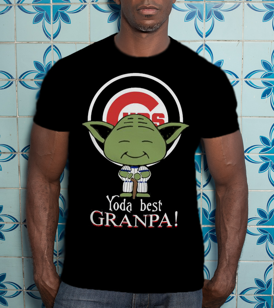 Chicago Cubs Yoda Best Granpa Iconic Logo Fan Favorite T-Shirt