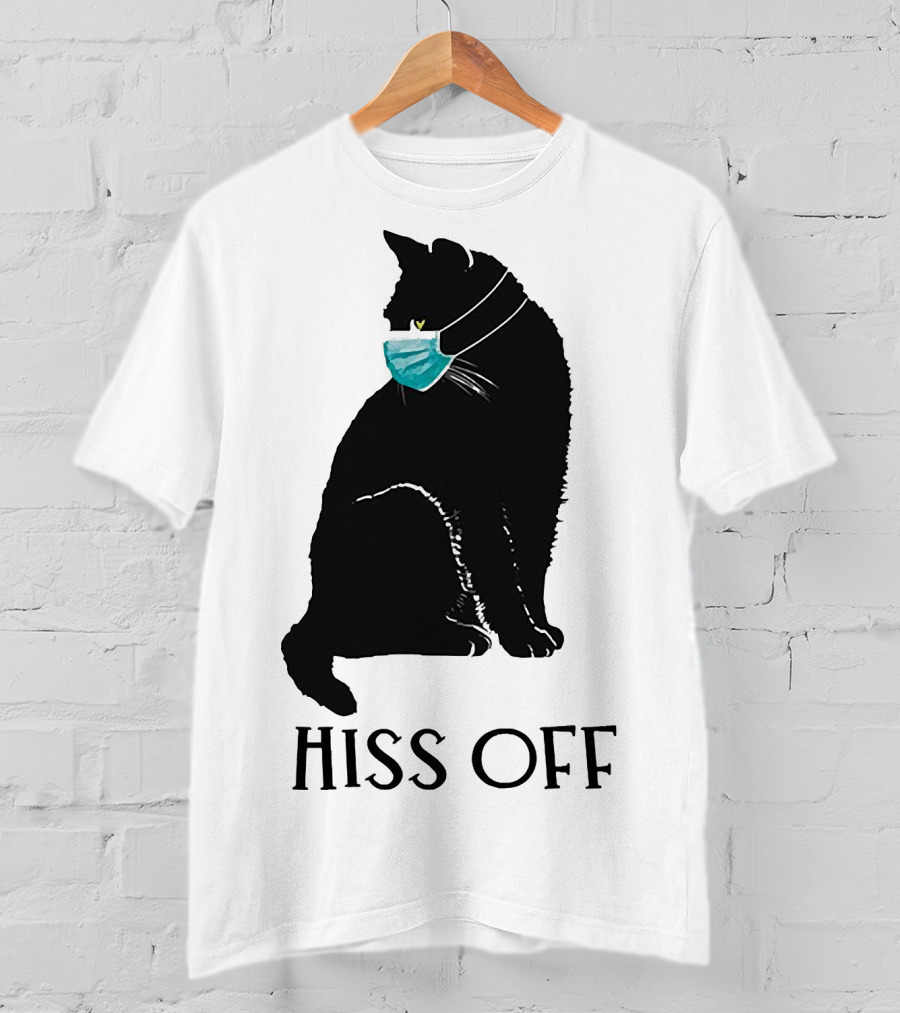 Black Cat Wearing Face Mask Hiss Off T-Shirt