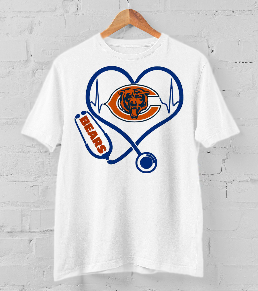 Chicago Bears Stethoscope Heartbeat T-Shirt