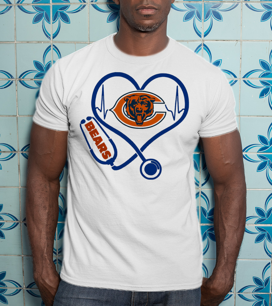 Chicago Bears Stethoscope Heartbeat T-Shirt