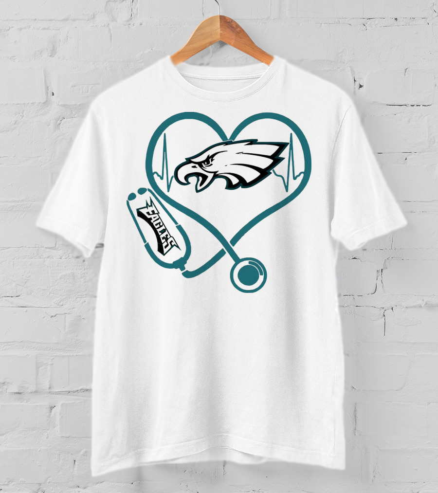Stethoscopes Heartbeat Philadelphia Eagles T-Shirt
