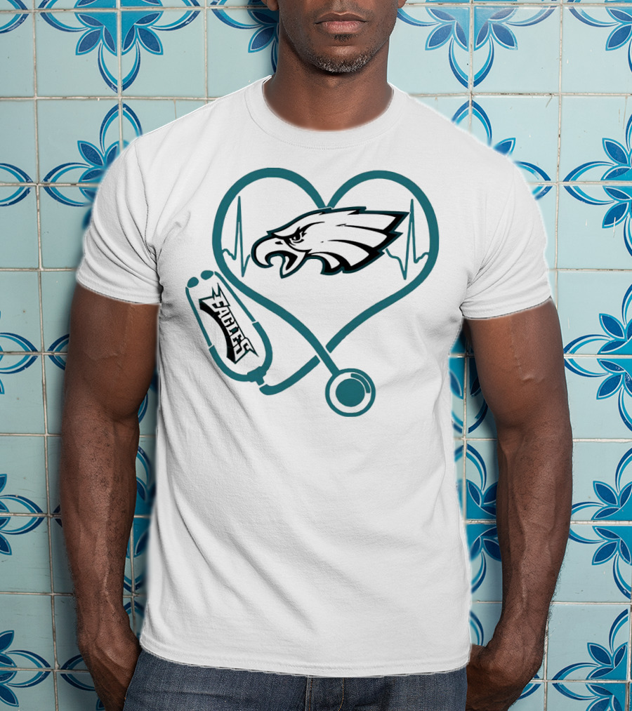 Stethoscopes Heartbeat Philadelphia Eagles T-Shirt