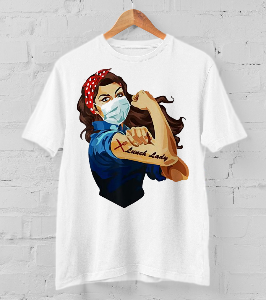 Strong Woman Masked Tattoo Lunch Lady Empowerment T-Shirt