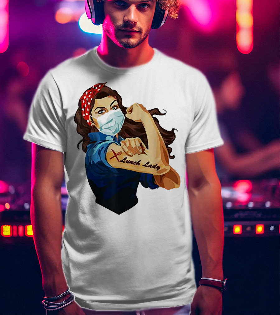 Strong Woman Masked Tattoo Lunch Lady Empowerment T-Shirt
