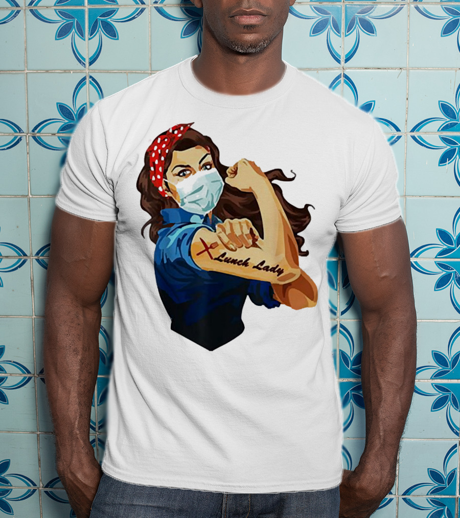 Strong Woman Masked Tattoo Lunch Lady Empowerment T-Shirt