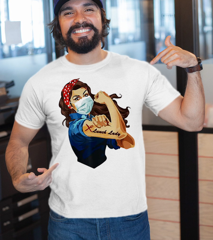 Strong Woman Masked Tattoo Lunch Lady Empowerment T-Shirt
