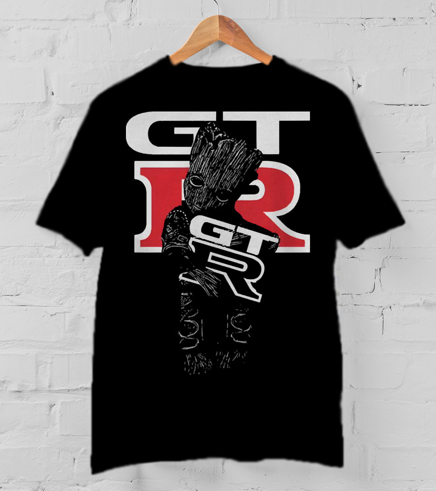 Marvel Baby Groot Holding GTR Racing Emblem T-Shirt