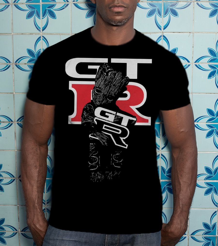 Marvel Baby Groot Holding GTR Racing Emblem T-Shirt