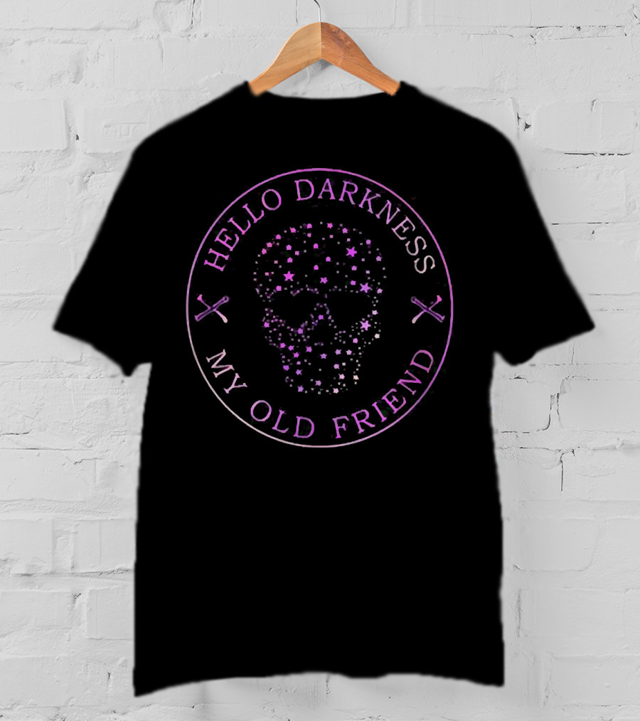 Hello Darkness My Old Friend Starry Skull Bling T-Shirt