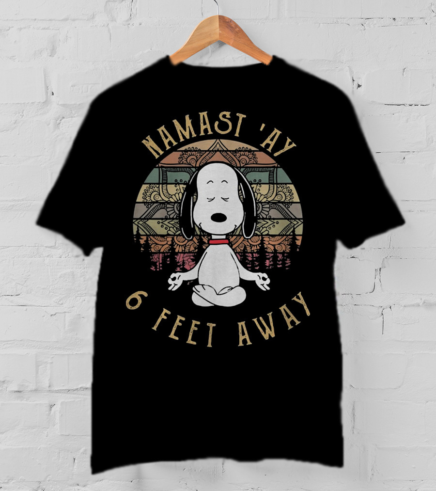 Snoopy Namast'ay 6 Feet Away Peanuts Dog T-Shirt