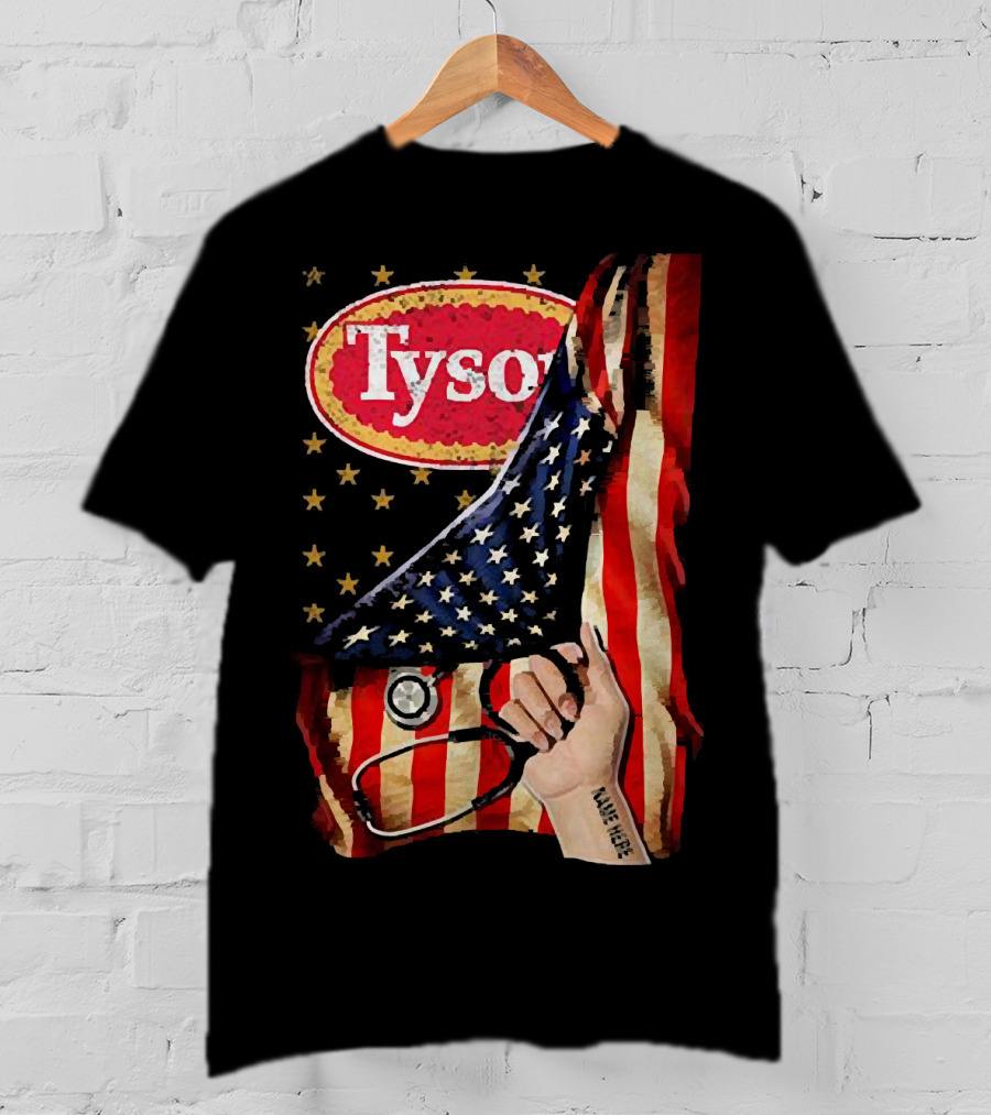 Tyson Foods American Flag Tattoo Sleeve T-Shirt